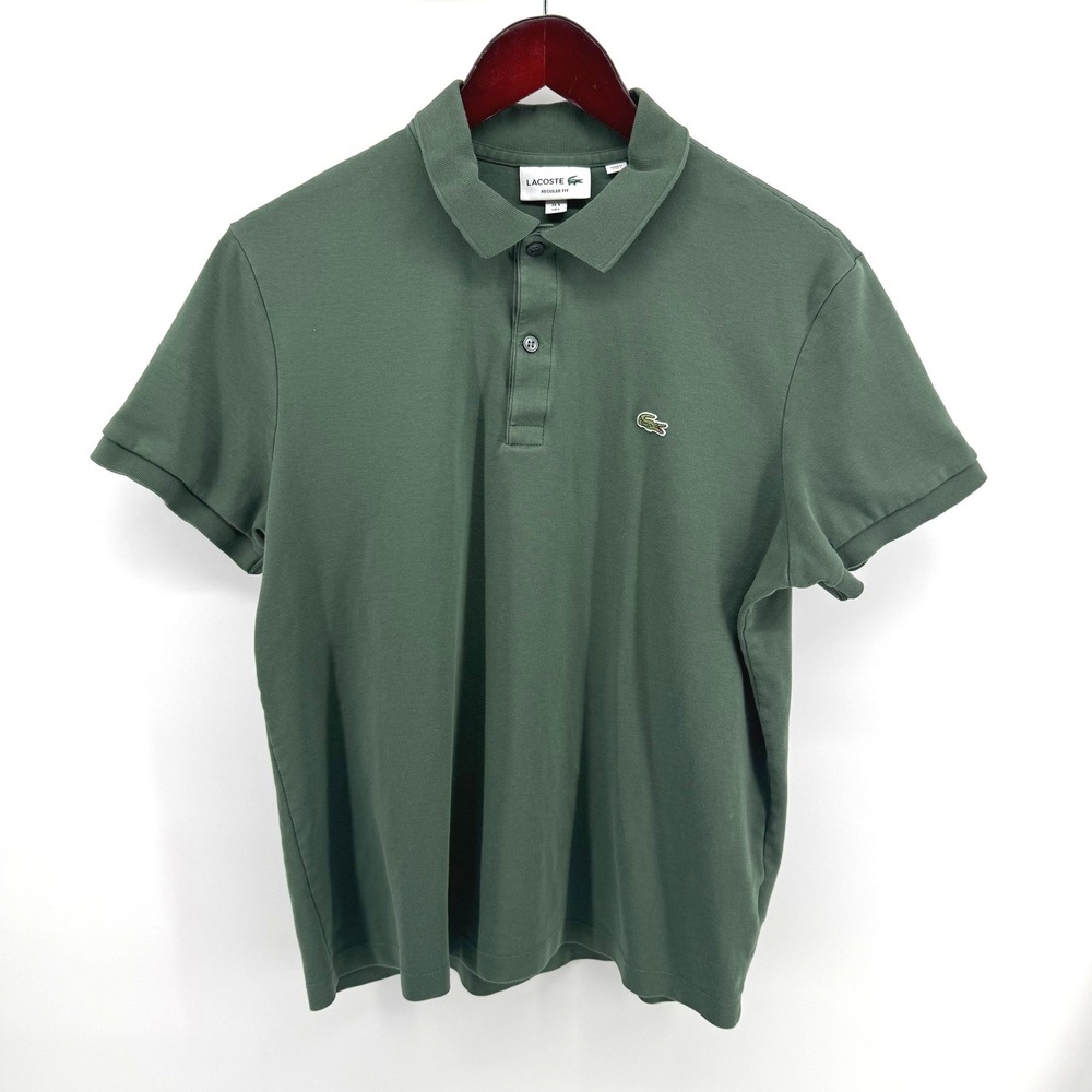 Lacoste Polo Shirt Mens Large Green Regular Fit Short Sleeve Preppy Golfcore